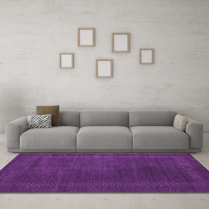 Machine Washable Abstract Purple Contemporary Area Rugs in a Living Room, wshcon785pur