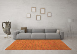 Machine Washable Abstract Orange Contemporary Area Rugs in a Living Room, wshcon786org