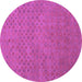 Round Machine Washable Abstract Purple Contemporary Area Rugs, wshcon786pur