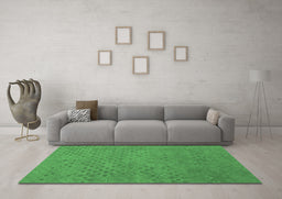 Machine Washable Abstract Emerald Green Contemporary Area Rugs in a Living Room,, wshcon786emgrn