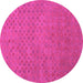 Round Machine Washable Abstract Pink Contemporary Rug, wshcon786pnk