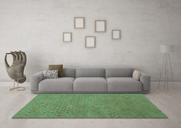 Machine Washable Abstract Turquoise Contemporary Area Rugs in a Living Room,, wshcon786turq