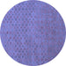 Round Machine Washable Abstract Blue Contemporary Rug, wshcon786blu