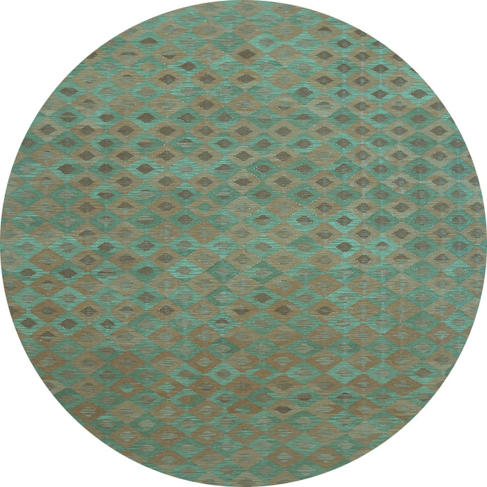 Round Abstract Light Blue Contemporary Rug, con786lblu