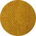 Round Machine Washable Abstract Yellow Contemporary Rug, wshcon786yw
