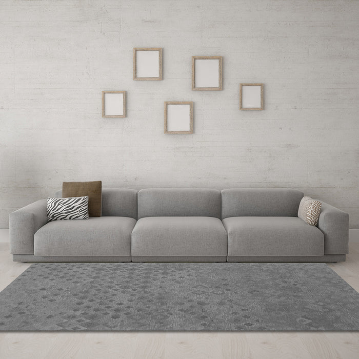 Machine Washable Abstract Gray Contemporary Rug in a Living Room,, wshcon786gry