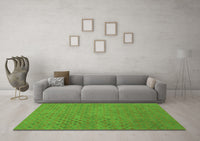 Machine Washable Abstract Green Contemporary Rug, wshcon786grn