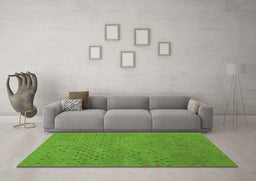 Machine Washable Abstract Green Contemporary Area Rugs in a Living Room,, wshcon786grn