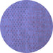 Round Abstract Blue Contemporary Rug, con786blu