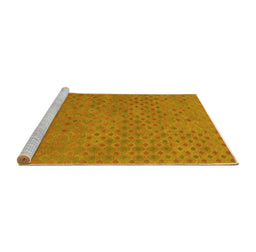 Sideview of Machine Washable Abstract Yellow Contemporary Rug, wshcon786yw