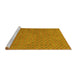 Sideview of Machine Washable Abstract Yellow Contemporary Rug, wshcon786yw
