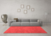 Machine Washable Abstract Red Contemporary Rug, wshcon786red