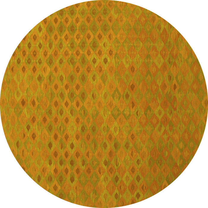 Round Abstract Yellow Contemporary Rug, con786yw
