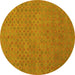 Round Abstract Yellow Contemporary Rug, con786yw