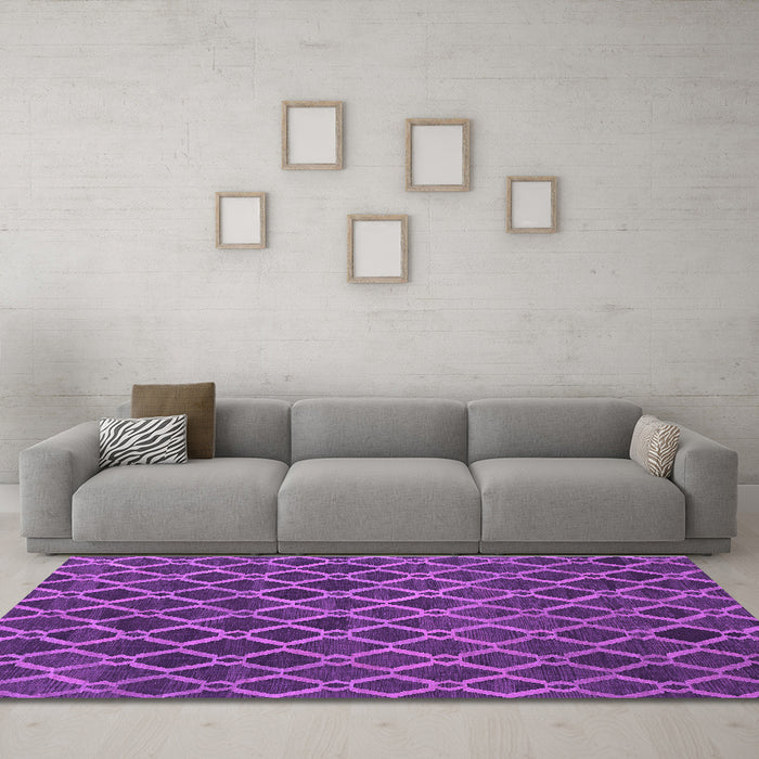Machine Washable Abstract Purple Contemporary Area Rugs in a Living Room, wshcon787pur
