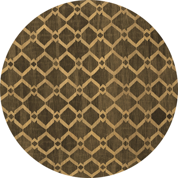 Round Machine Washable Abstract Brown Contemporary Rug, wshcon787brn