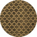 Round Machine Washable Abstract Brown Contemporary Rug, wshcon787brn