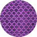 Round Machine Washable Abstract Purple Contemporary Area Rugs, wshcon787pur