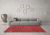 Machine Washable Abstract Red Contemporary Rug, wshcon787red