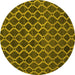 Round Machine Washable Abstract Yellow Contemporary Rug, wshcon787yw