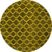 Round Abstract Yellow Contemporary Rug, con787yw