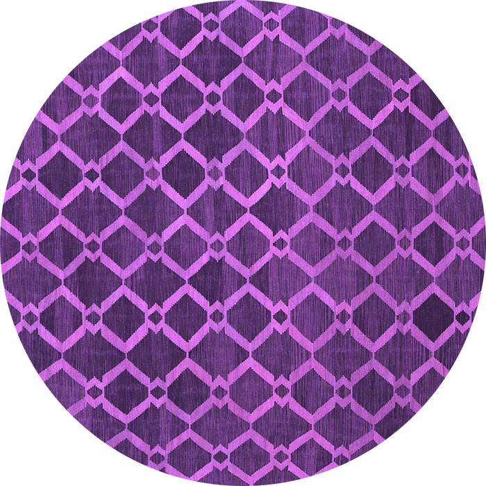 Round Abstract Purple Contemporary Rug, con787pur