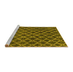 Sideview of Machine Washable Abstract Yellow Contemporary Rug, wshcon787yw