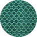 Round Abstract Turquoise Contemporary Rug, con787turq