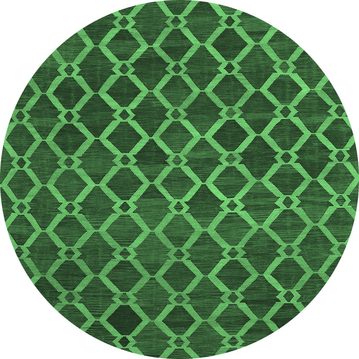 Round Abstract Emerald Green Contemporary Rug, con787emgrn