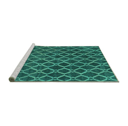 Sideview of Machine Washable Abstract Turquoise Contemporary Area Rugs, wshcon787turq
