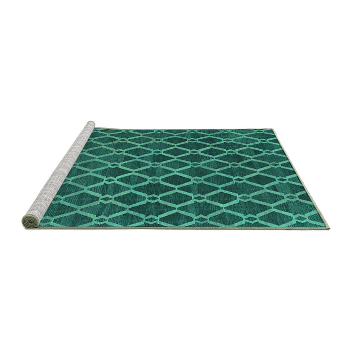 Sideview of Machine Washable Abstract Turquoise Contemporary Area Rugs, wshcon787turq