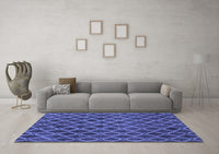 Machine Washable Abstract Blue Contemporary Rug, wshcon787blu