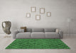 Machine Washable Abstract Emerald Green Contemporary Area Rugs in a Living Room,, wshcon787emgrn