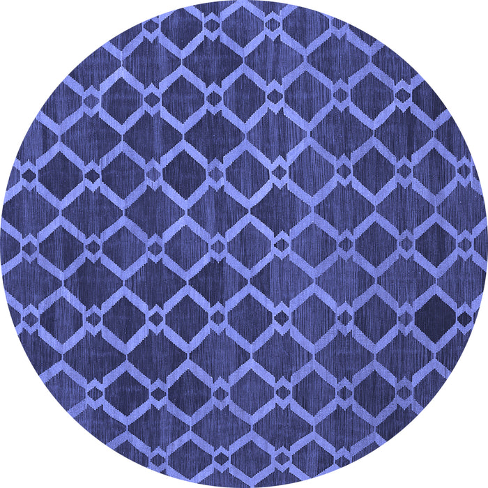 Round Abstract Blue Contemporary Rug, con787blu