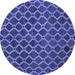 Round Abstract Blue Contemporary Rug, con787blu