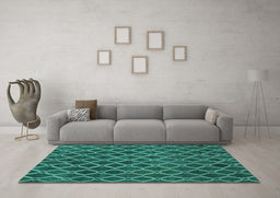 Machine Washable Abstract Turquoise Contemporary Area Rugs in a Living Room,, wshcon787turq