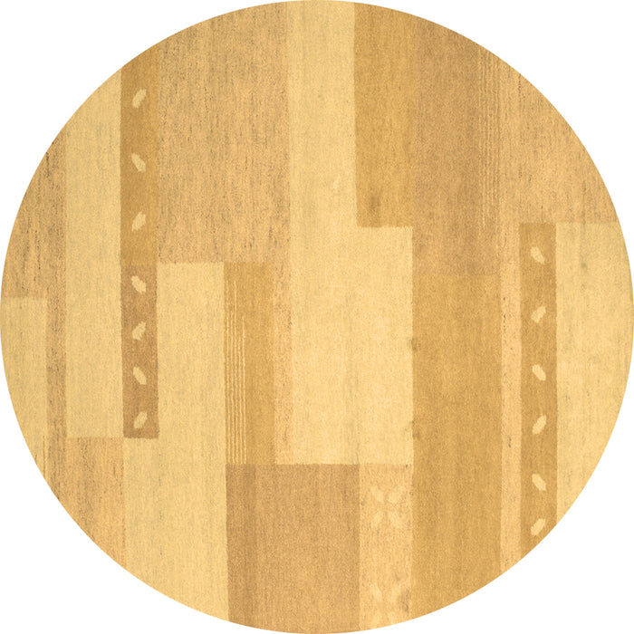 Round Abstract Brown Contemporary Rug, con788brn