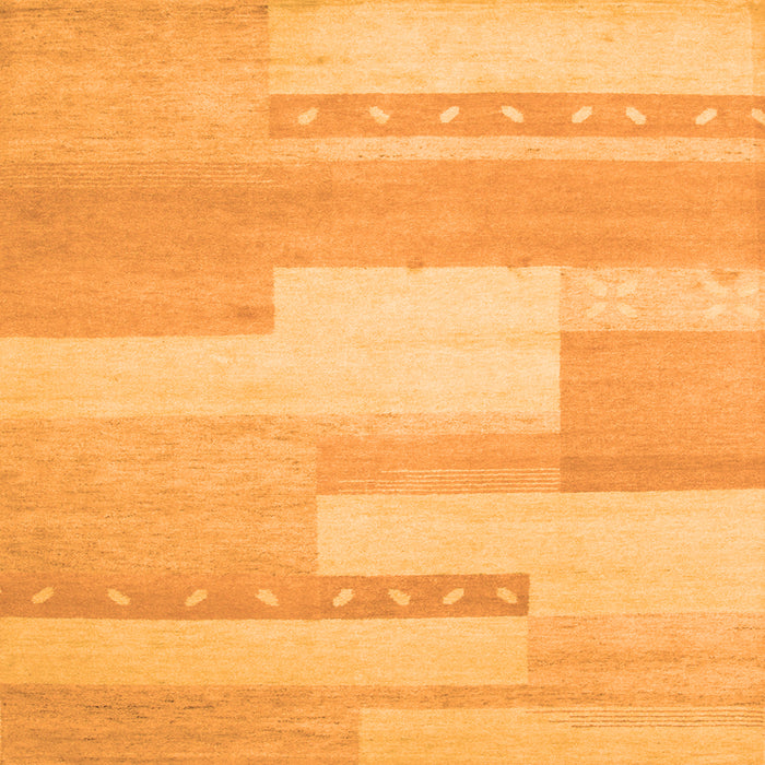 Round Machine Washable Abstract Orange Contemporary Area Rugs, wshcon788org