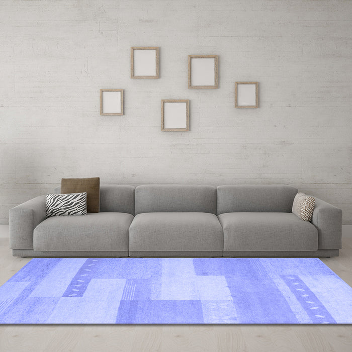 Machine Washable Abstract Blue Contemporary Rug in a Living Room, wshcon788blu