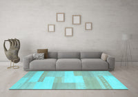 Machine Washable Abstract Light Blue Contemporary Rug, wshcon788lblu