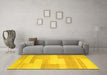 Machine Washable Abstract Yellow Contemporary Rug in a Living Room, wshcon788yw