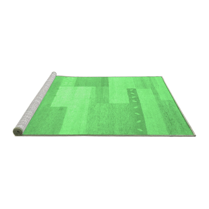 Sideview of Machine Washable Abstract Emerald Green Contemporary Area Rugs, wshcon788emgrn