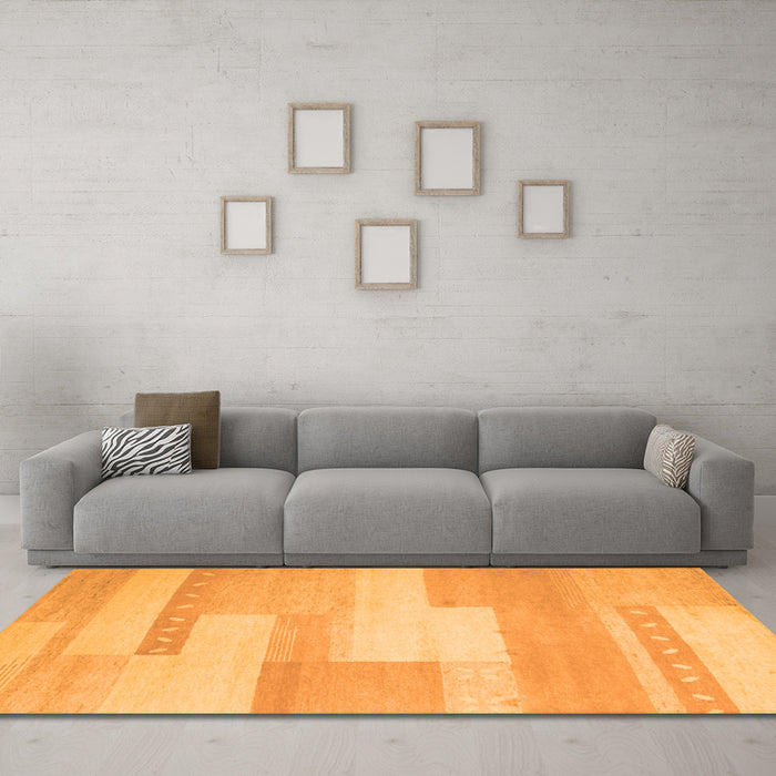 Machine Washable Abstract Orange Contemporary Area Rugs in a Living Room, wshcon788org