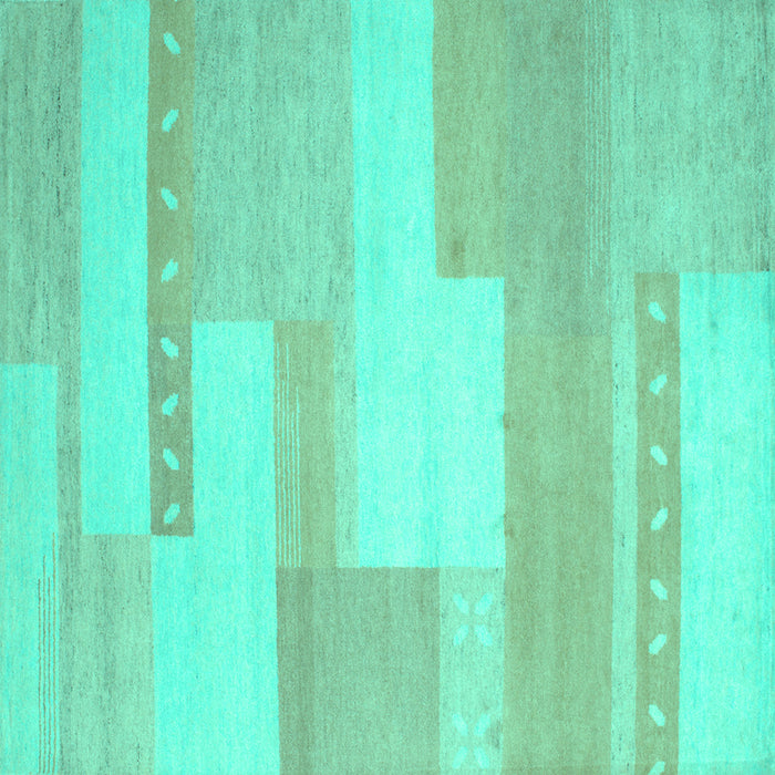 Square Abstract Turquoise Contemporary Rug, con788turq