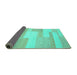 Sideview of Abstract Turquoise Contemporary Rug, con788turq