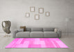 Machine Washable Abstract Pink Contemporary Rug in a Living Room, wshcon788pnk