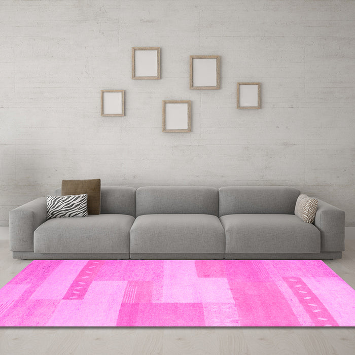 Machine Washable Abstract Pink Contemporary Rug in a Living Room, wshcon788pnk