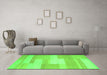 Machine Washable Abstract Green Contemporary Area Rugs in a Living Room,, wshcon788grn