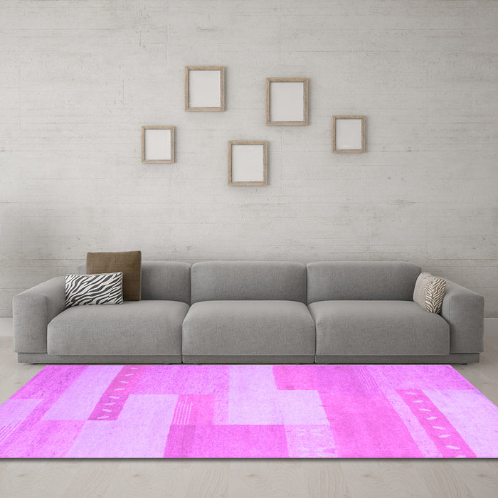 Machine Washable Abstract Purple Contemporary Area Rugs in a Living Room, wshcon788pur