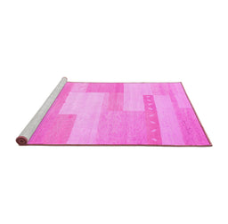 Sideview of Machine Washable Abstract Pink Contemporary Rug, wshcon788pnk